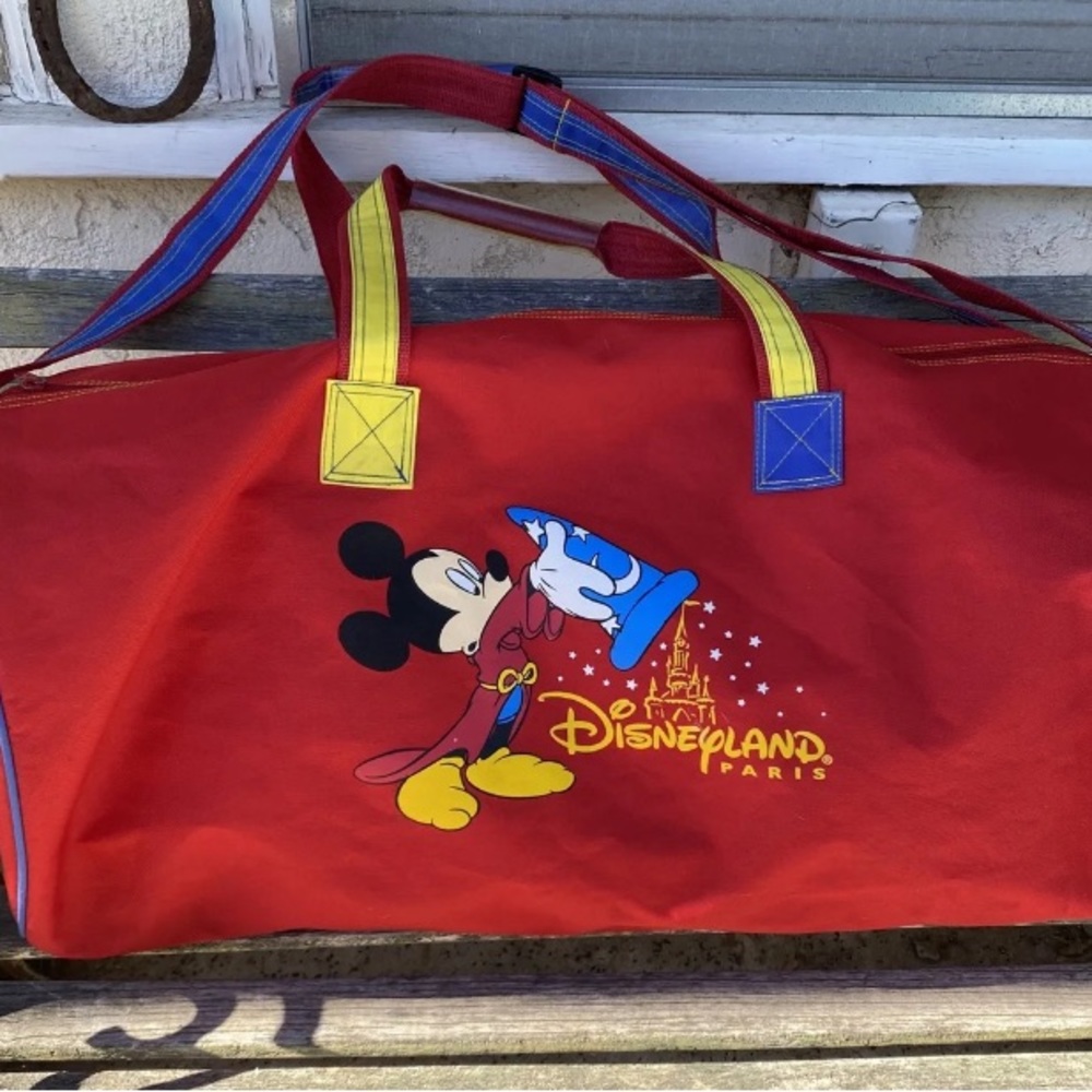 Vintage Large Disneyland Paris Mickey Mouse Wizard Employee Luggage Duffle  Bag